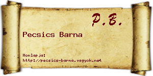 Pecsics Barna névjegykártya